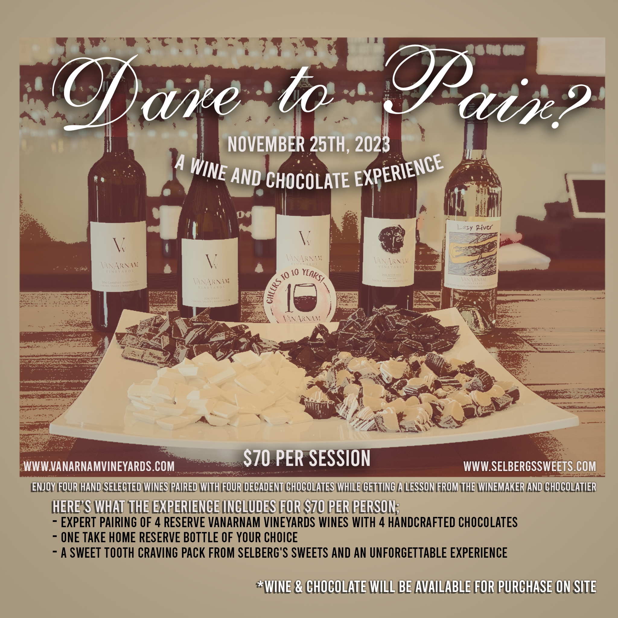 Product Image for Dare to Pair Wine and Chocolate Pairing -Session 1 12:00 pm